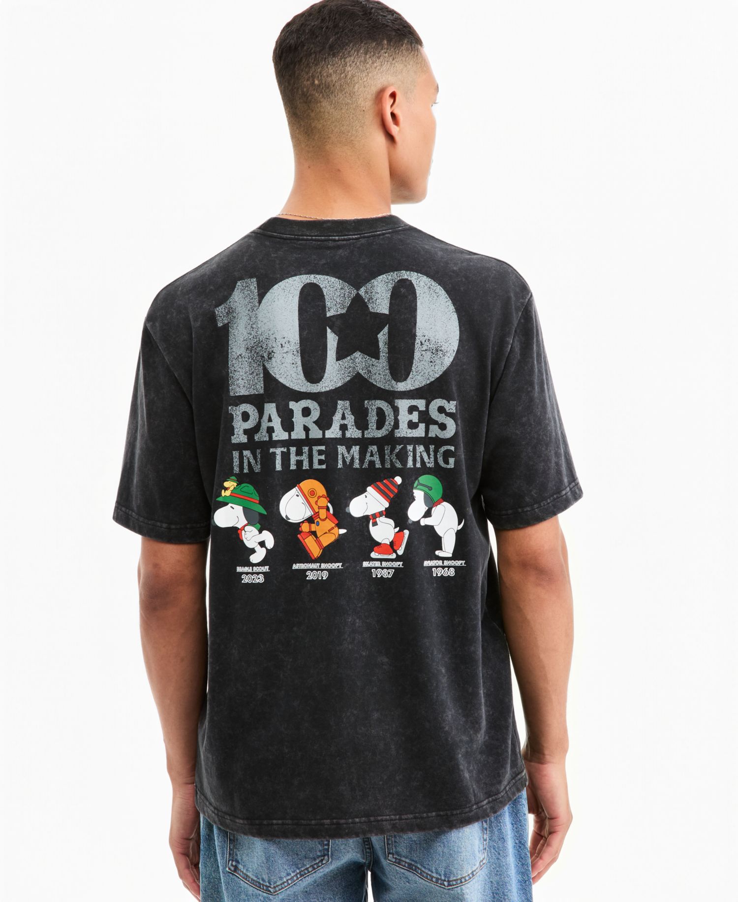100th Thanksgiving Day Parade Adult Unisex Snoopy Balloons Through The Years Graphic T-Shirt