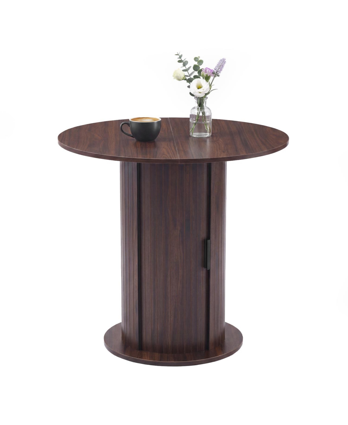 31.5" Round Dining Table, Multi-Person Table with Storage Cabinet, Seats 2 to 4 People, Suitable for the Kitchen and Living Room