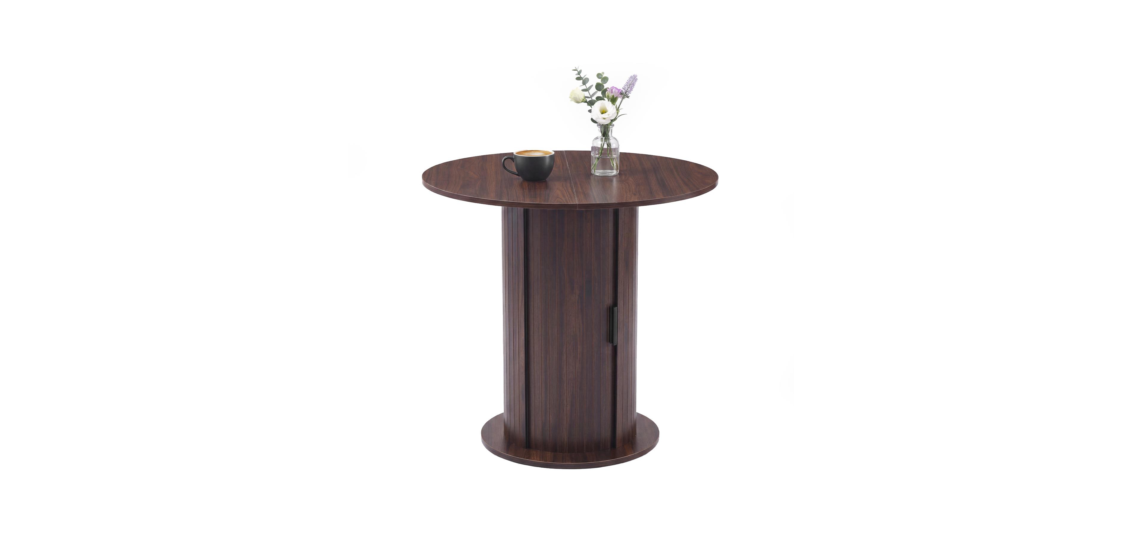 31.5" Round Dining Table, Multi-Person Table with Storage Cabinet, Seats 2 to 4 People, Suitable for the Kitchen and Living Room