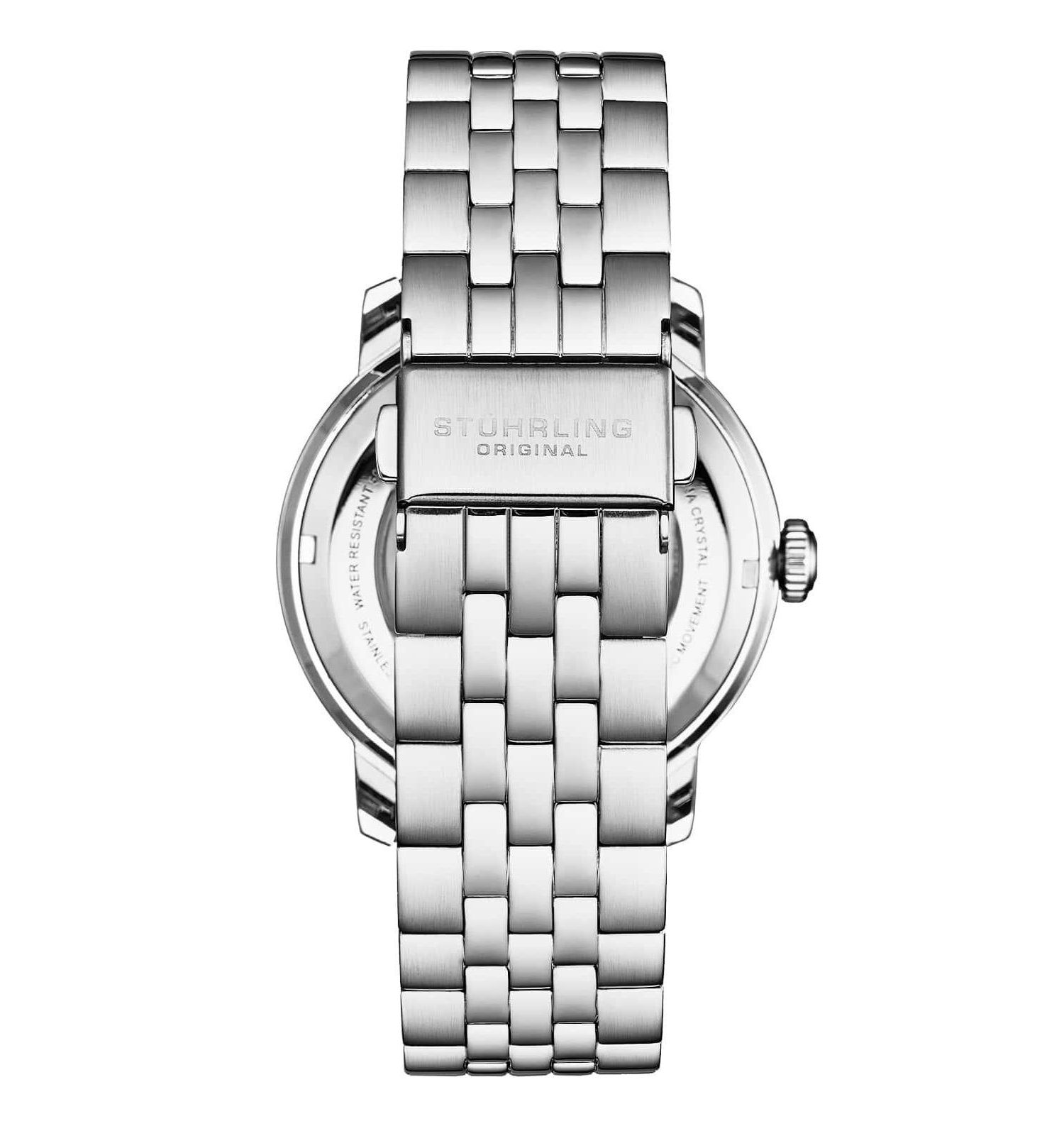 Atrium 4031 Men s Automatic Skeleton Watch - 42mm, Silver-Tone Case and Bracelet, Blue Skeleton Dial with Silver Accents