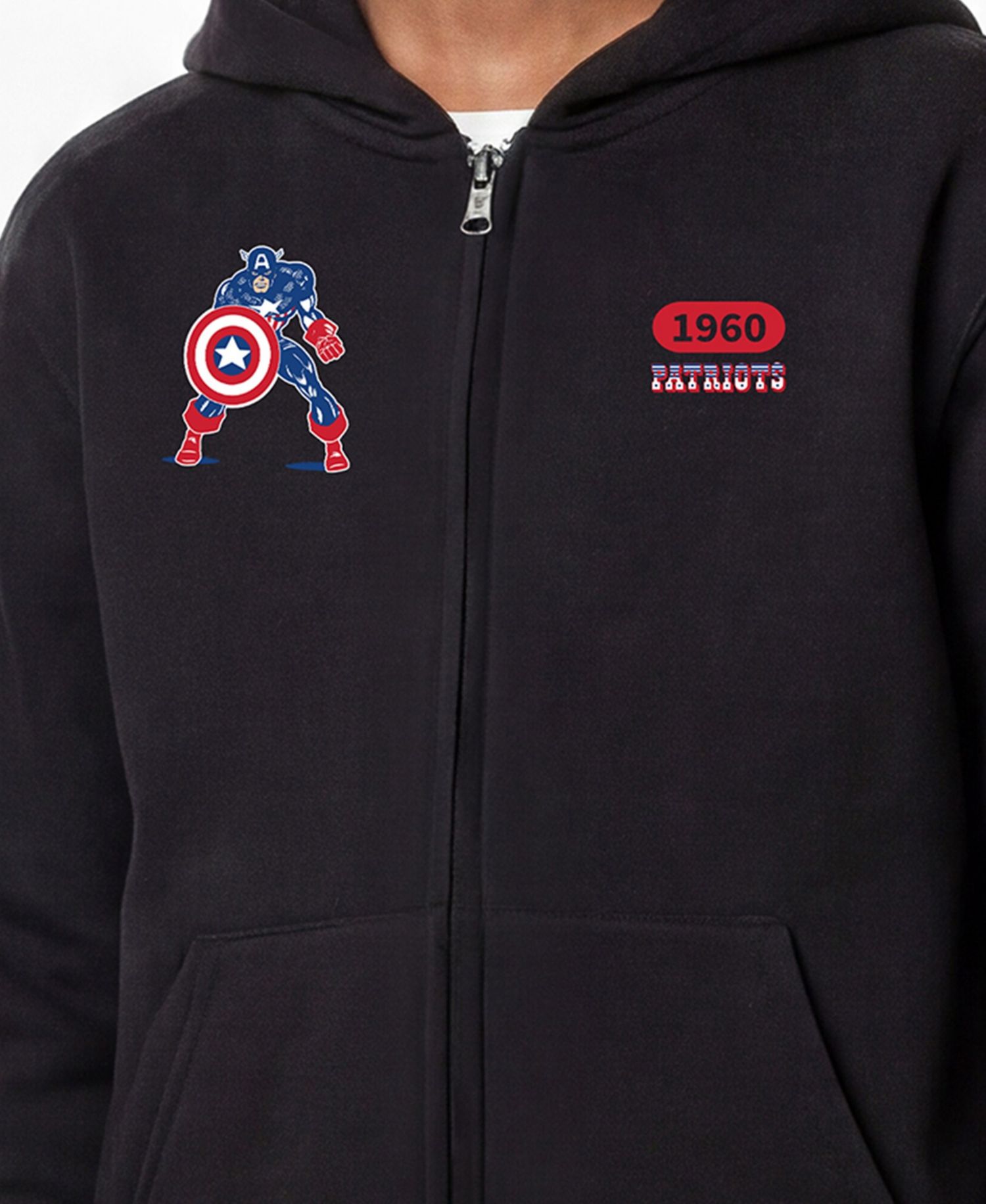 Big Boys and Girls Black New England Patriots Disney X Champion Full-Zip Hoodie