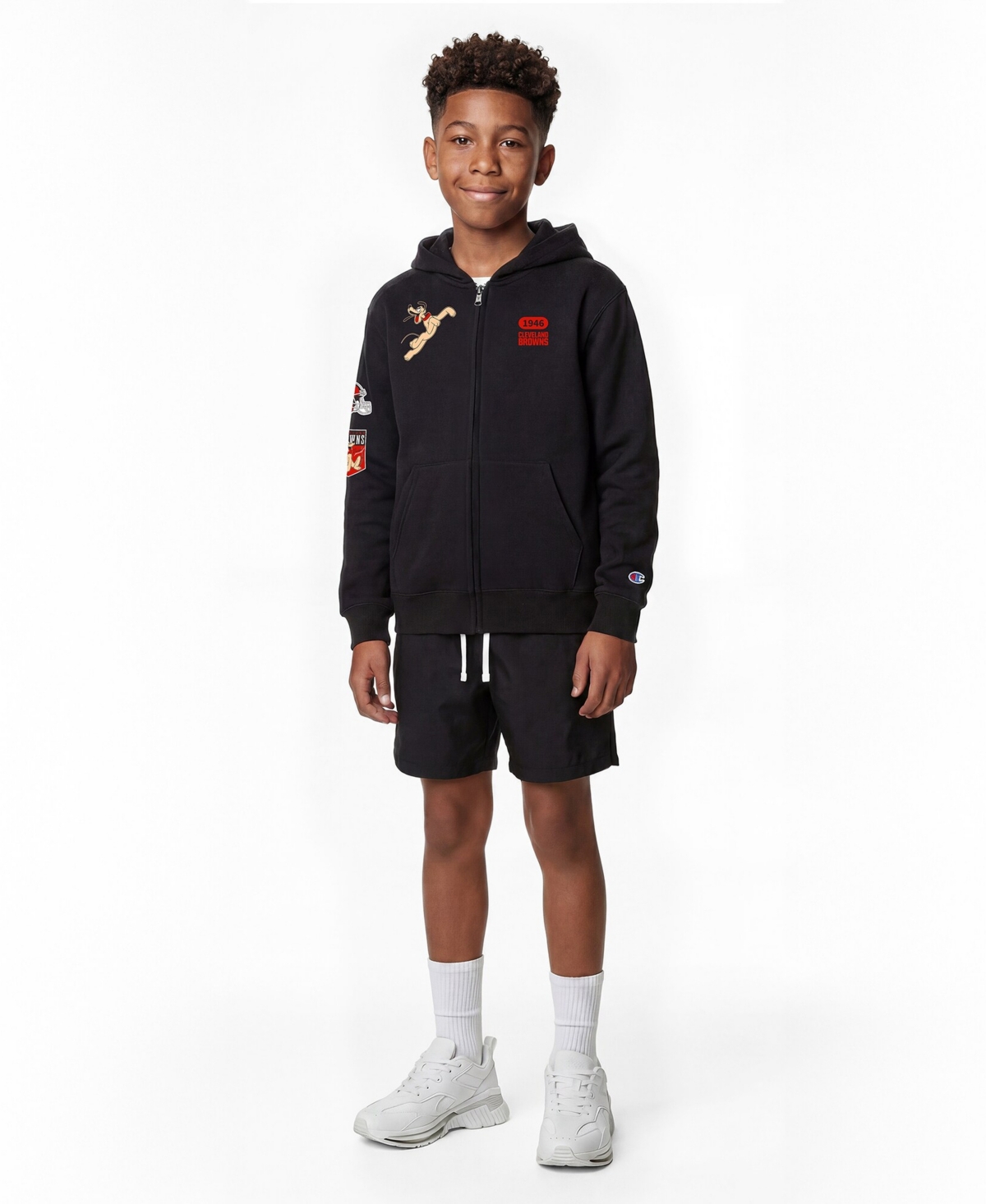 Champion Big Boys and Girls Black Cleveland Browns Disney X Full-Zip Hoodie