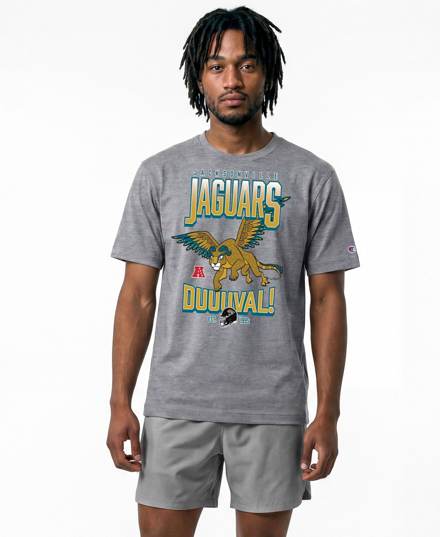 Мужская футболка Champion Gray Jacksonville Jaguars Disney X Champion All Star — фото 1