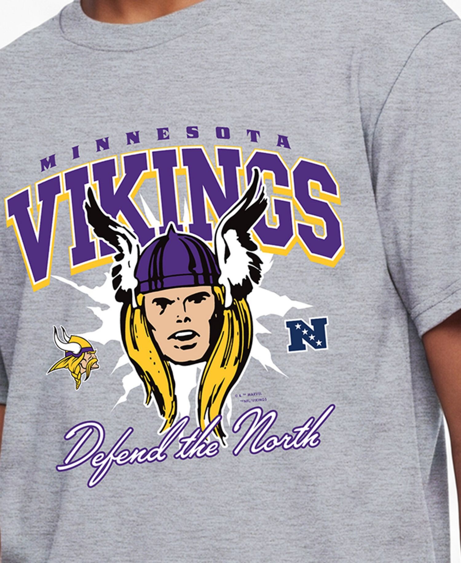 Big Boys and Girls Heather Gray Minnesota Vikings Disney X Champion T-Shirt