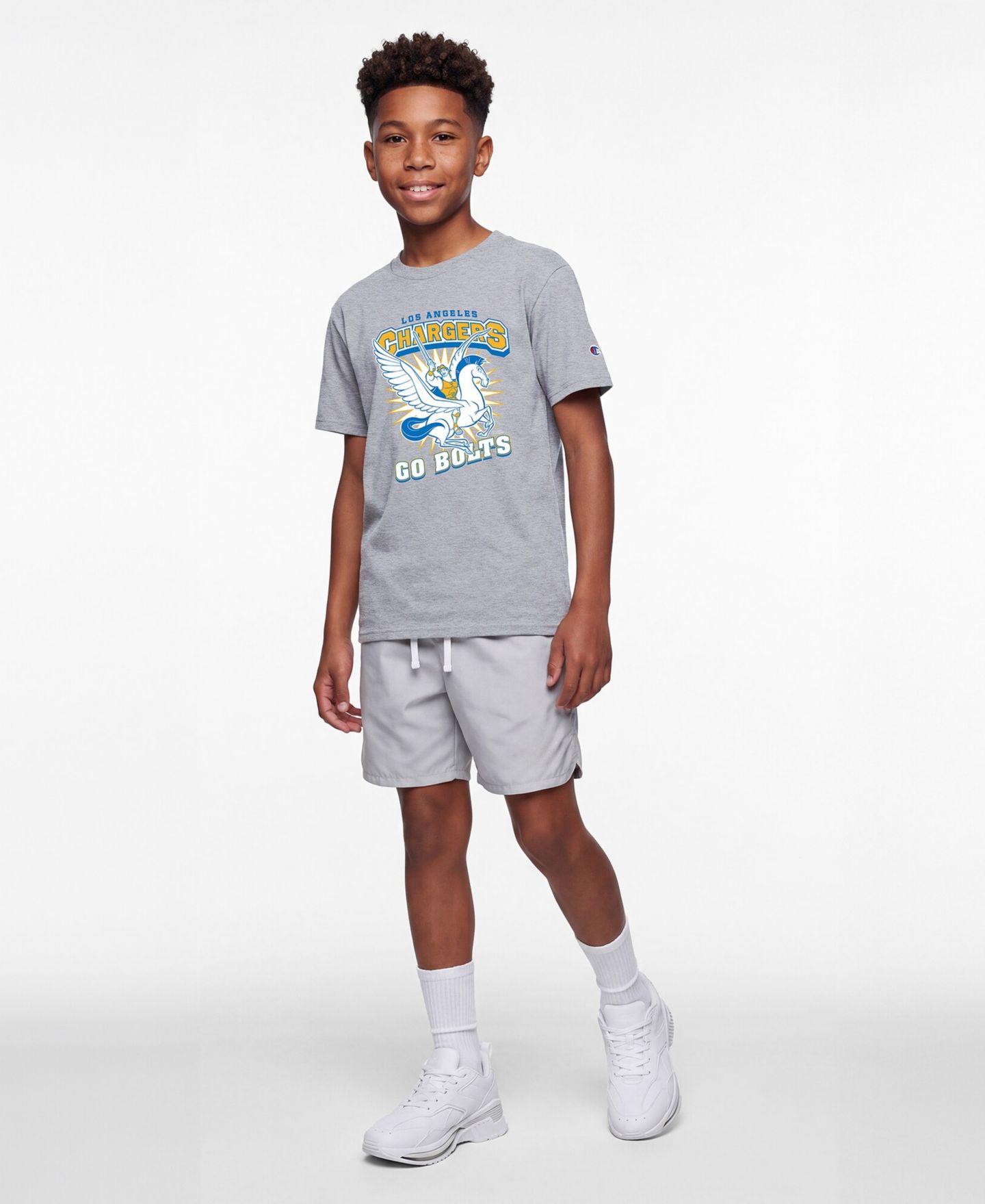 Детская футболка Champion Heather Gray Los Angeles Chargers Disney X Champion — фото 4