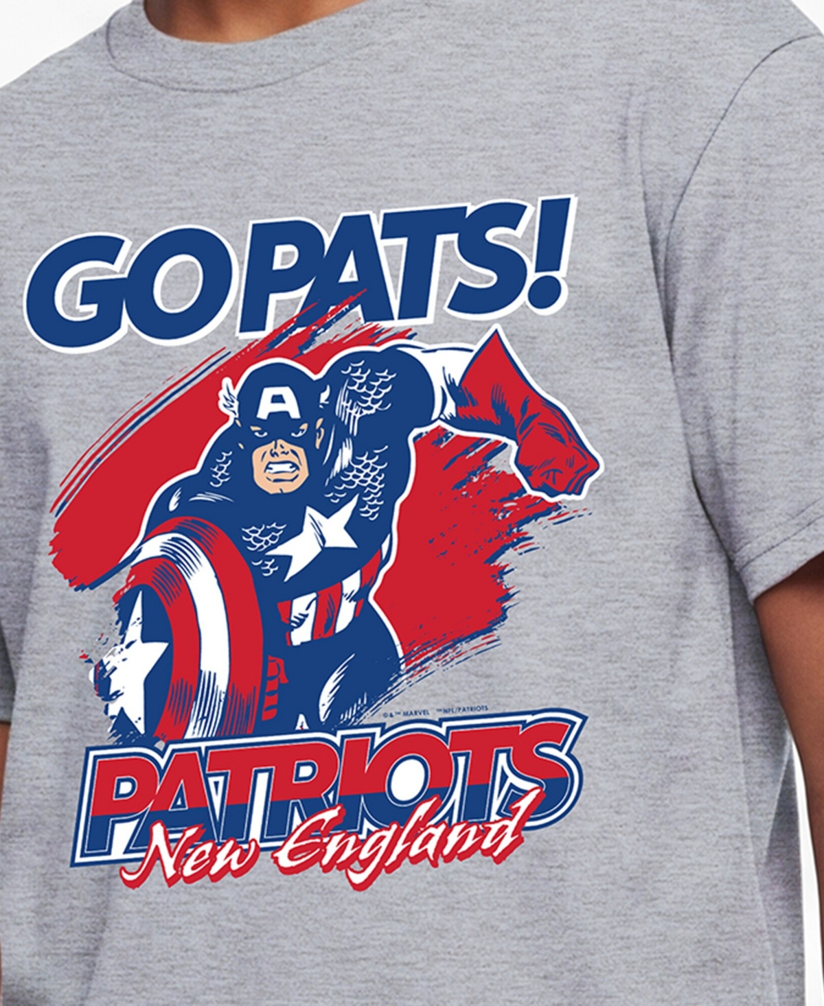 Champion Big Boys and Girls Heather Gray New England Patriots Disney X Champion T-Shirt
