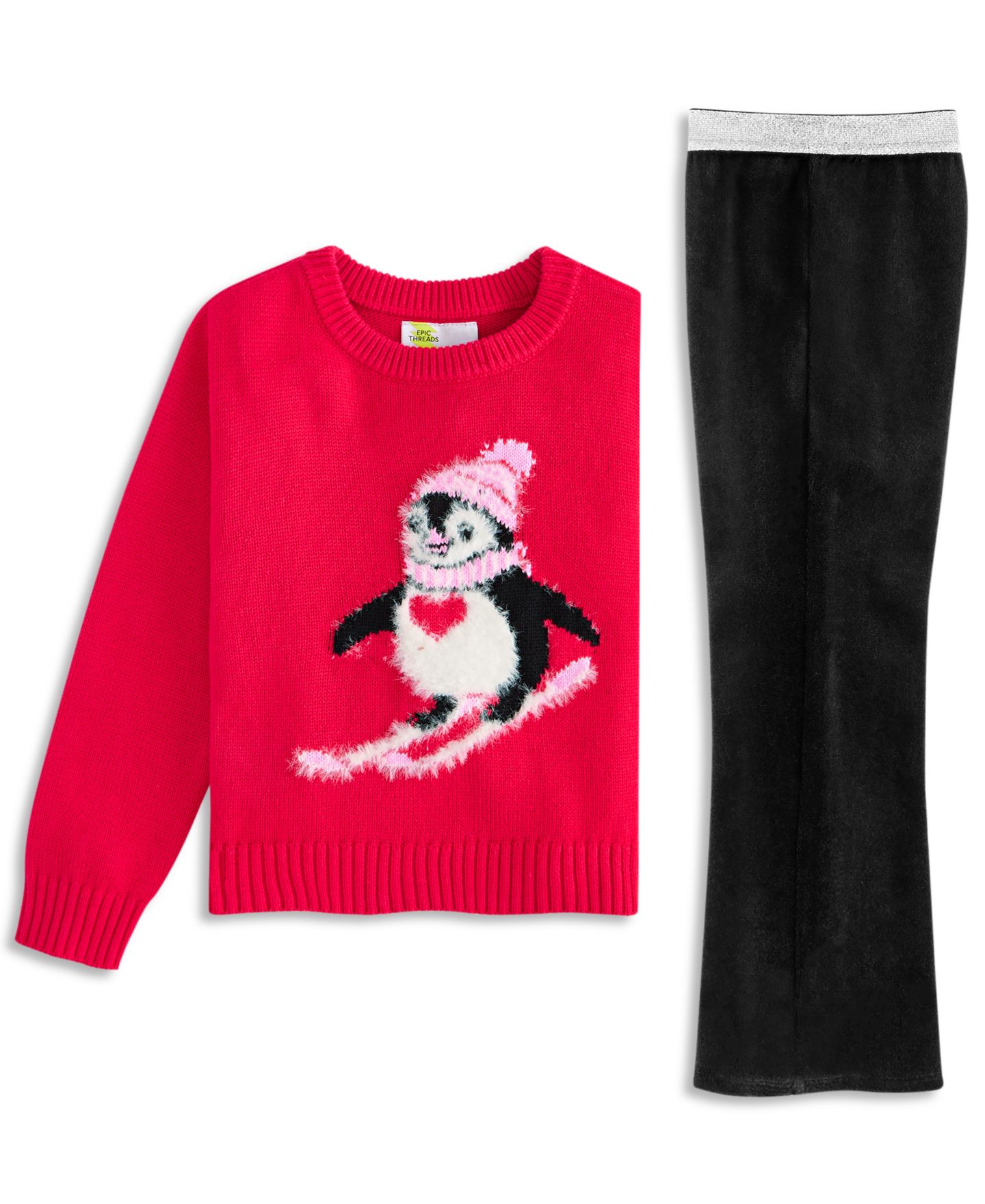 Брюки Epic Threads Velour Flare для девочек, цвет: Чёрный — фото 6