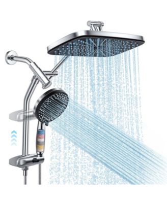12" Shower Head With Handheld Rain Filtered Spray Set Adjustable Arm