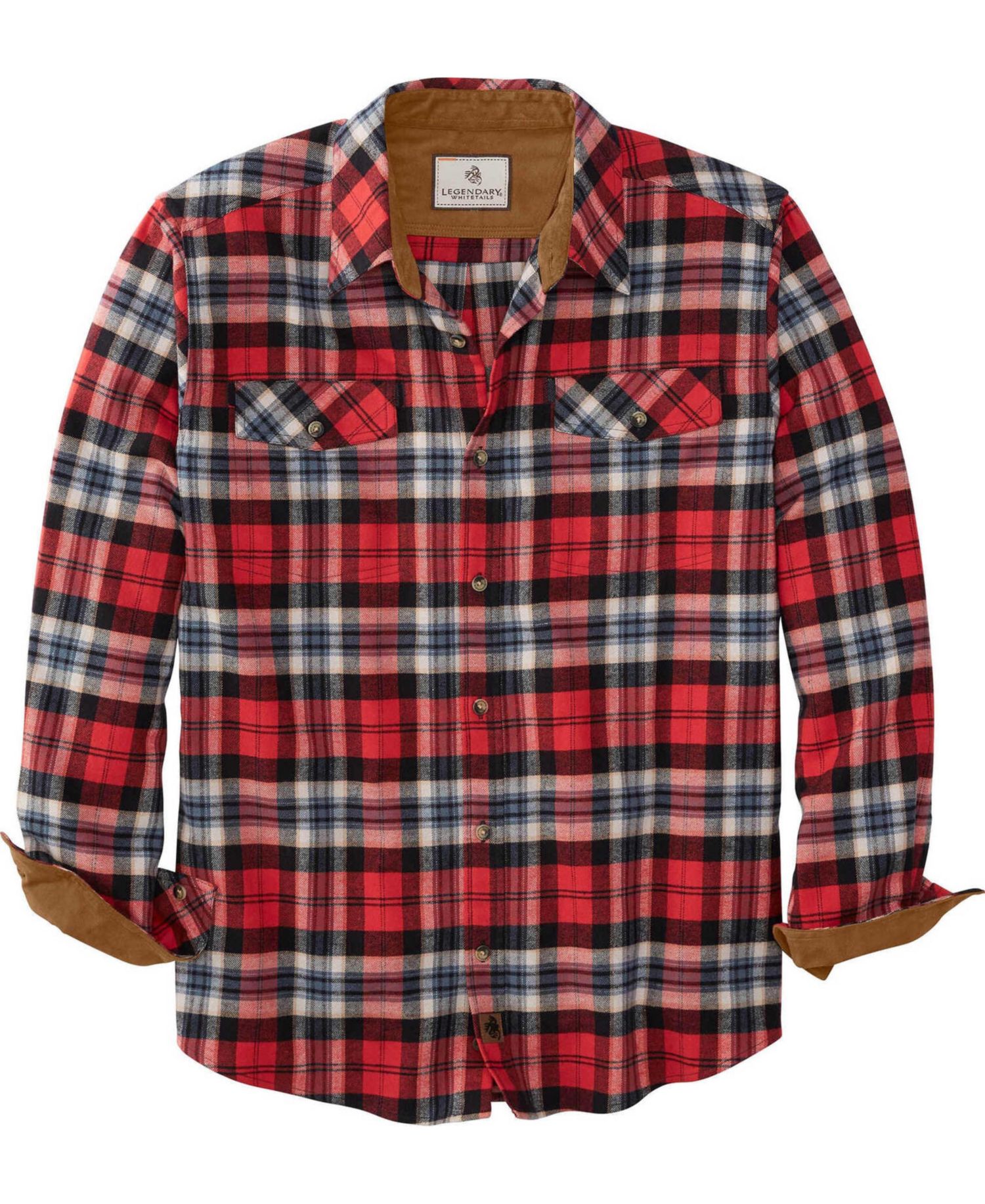 Men's Big & Tall Plaid Stretch Long-Sleeve Button-Down Shirt