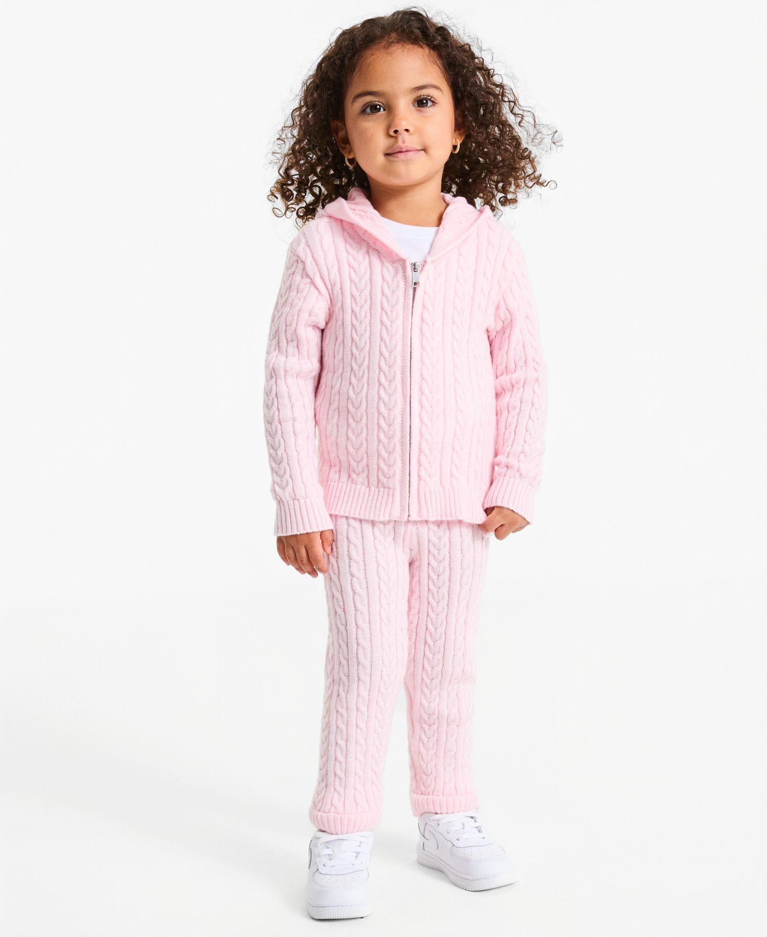 Toddler Girls' 12M-5T Dreamyarn Hooded Cable-Knit Hoodie and Pants, 2-Piece Set
