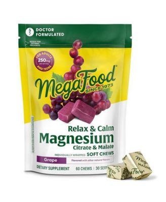 Relax and Calm Magnesium Supplement with Magnesium Citrate and Malate 60 Grape Soft Chews