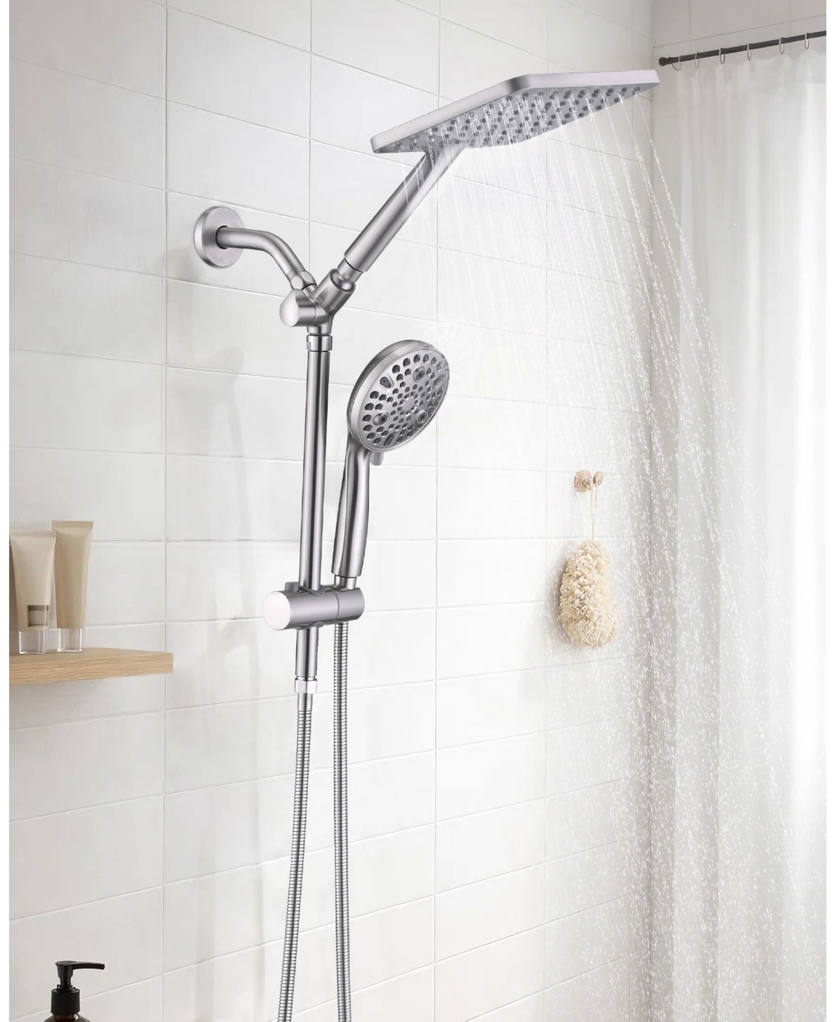 Cyqbd Rainfall Shower Head Handheld Slide Bar Height Adjustable