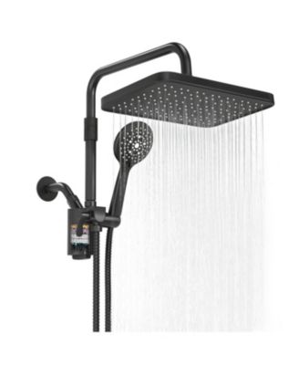 12" Filtered Shower Head Handheld High Rain Extension Arm Dual Filter Hard Water Tool-free Kit