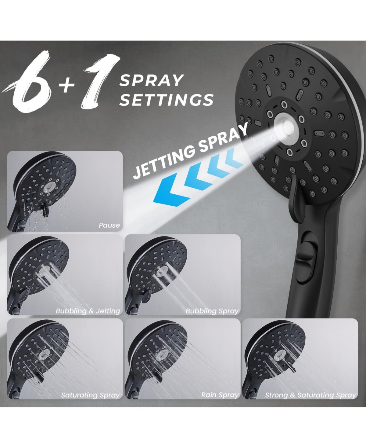Cyqbd 8'' Dual Shower Head Rain Handheld Spray Adjustable Height Pause