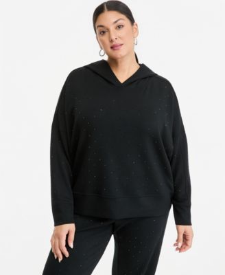 Plus Size Studded Pullover Hoodie