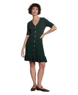 Women's Fit-and-Flare Ribbed-Knit Short-Sleeve Mini Dress