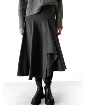 Women's Draped Asymmetric Midi Skirt