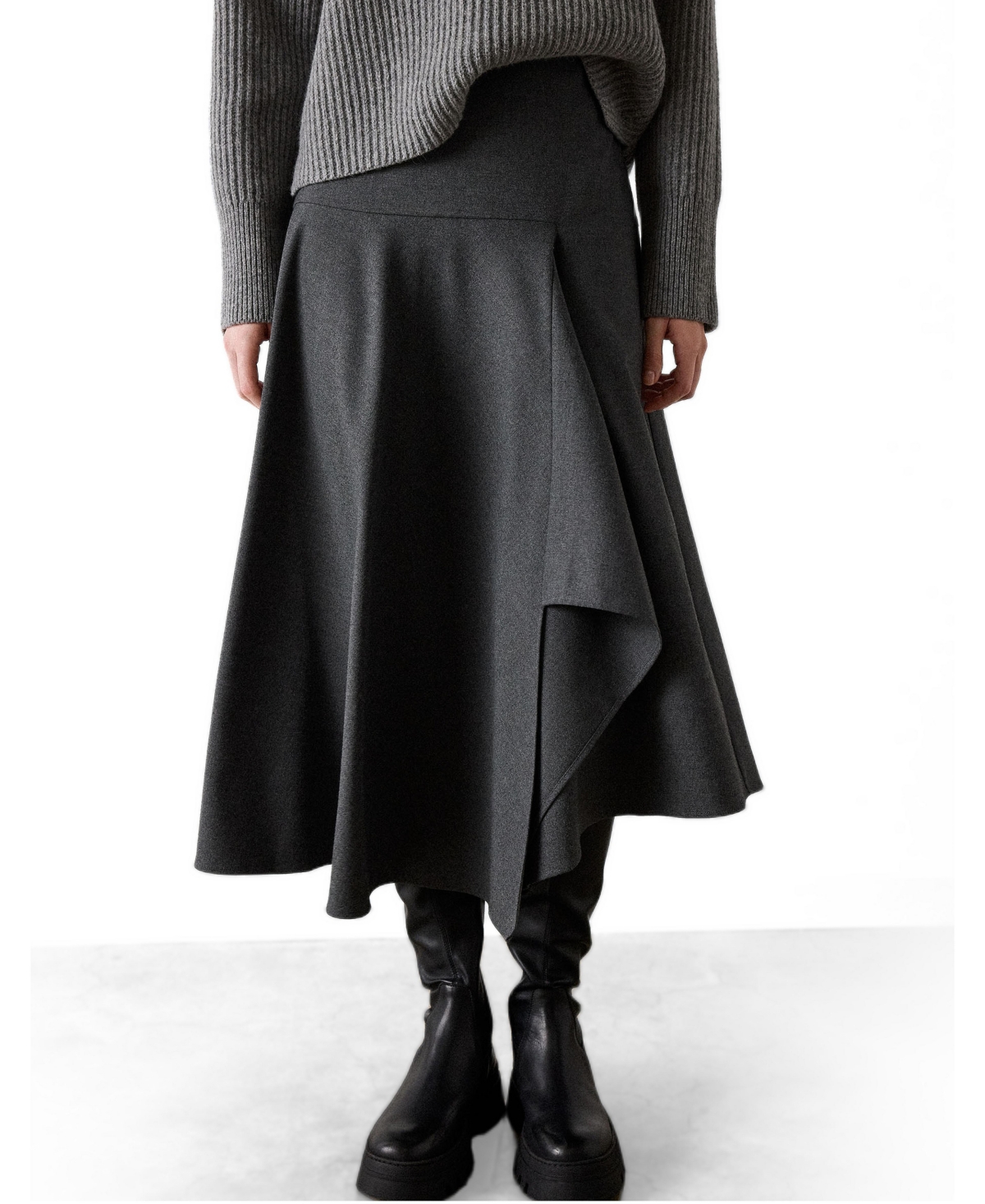 Whistles Women's Draped Asymmetric Midi Skirt