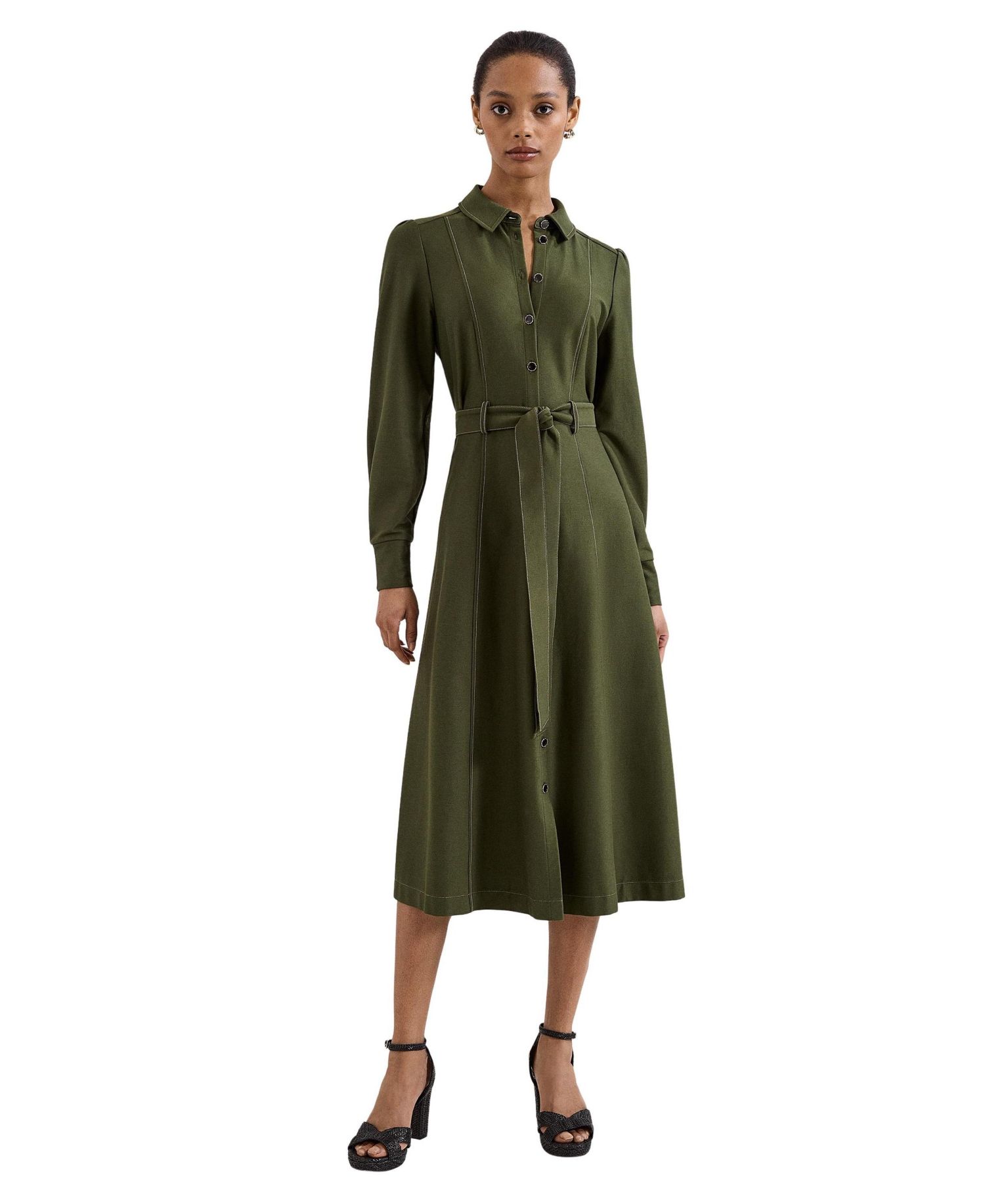Women's Avenly Long Sleeve Belted Midi Shirt Dress