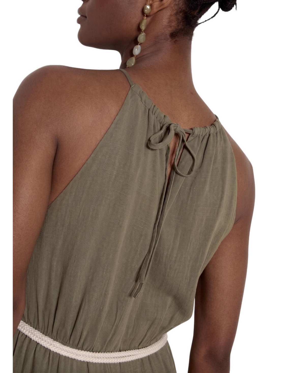 Apricot Women's Halter Neck Rope Belt Jumpsuit