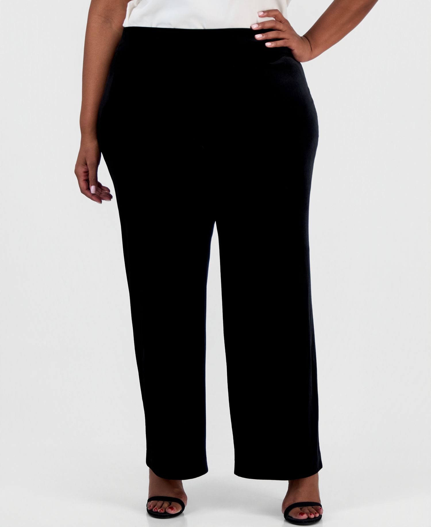 Plus Size High-Rise Wide-Leg Pull-On Pants