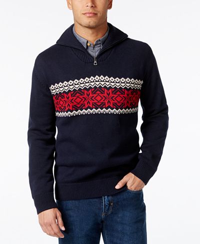 Weatherproof Men's Quarter-Zip Fair Isle Sweater, Classic Fit