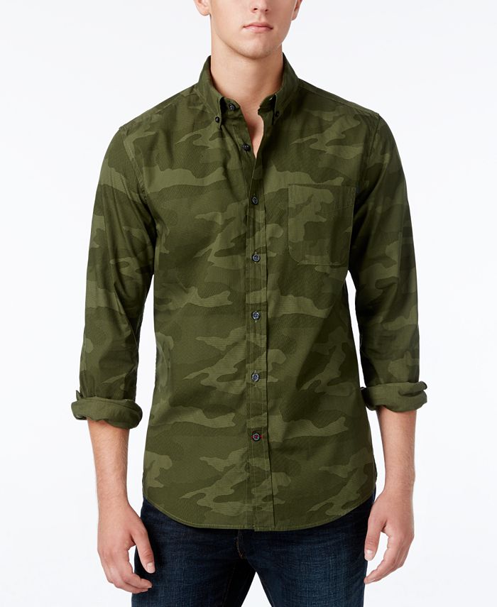 Tommy Hilfiger Men's Rushmore Tailored-Fit Camo Shirt, Created for Macy ...