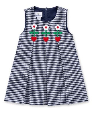 Girls (4-6X) Houndstooth Jumper with Hearts and Flowers Dress