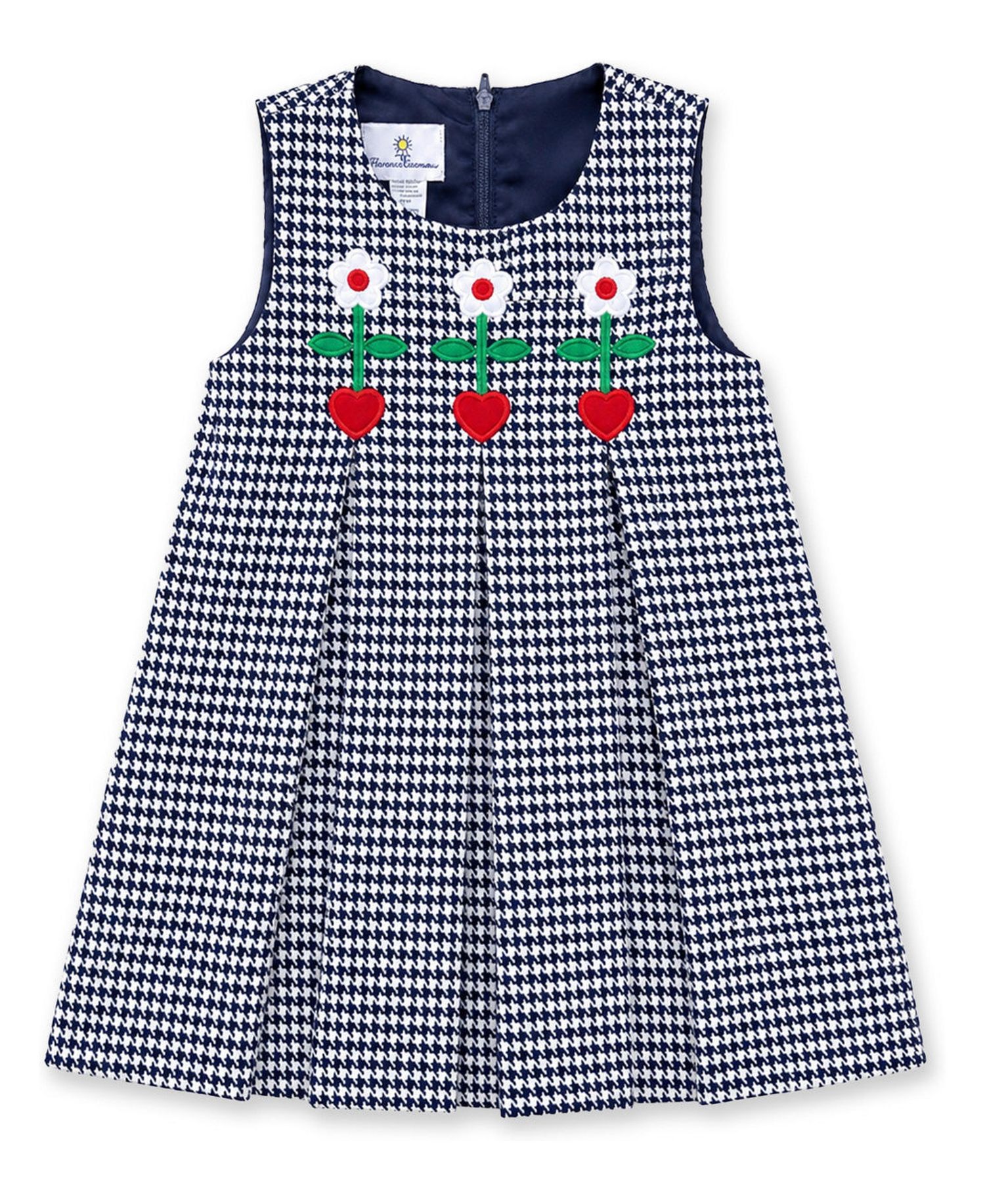 Girls (4-6X) Houndstooth Jumper with Hearts and Flowers Dress