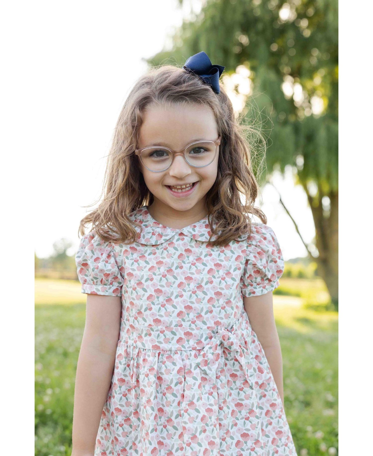 Girls' 4-6x Floral Knee-Length Shirred Dress