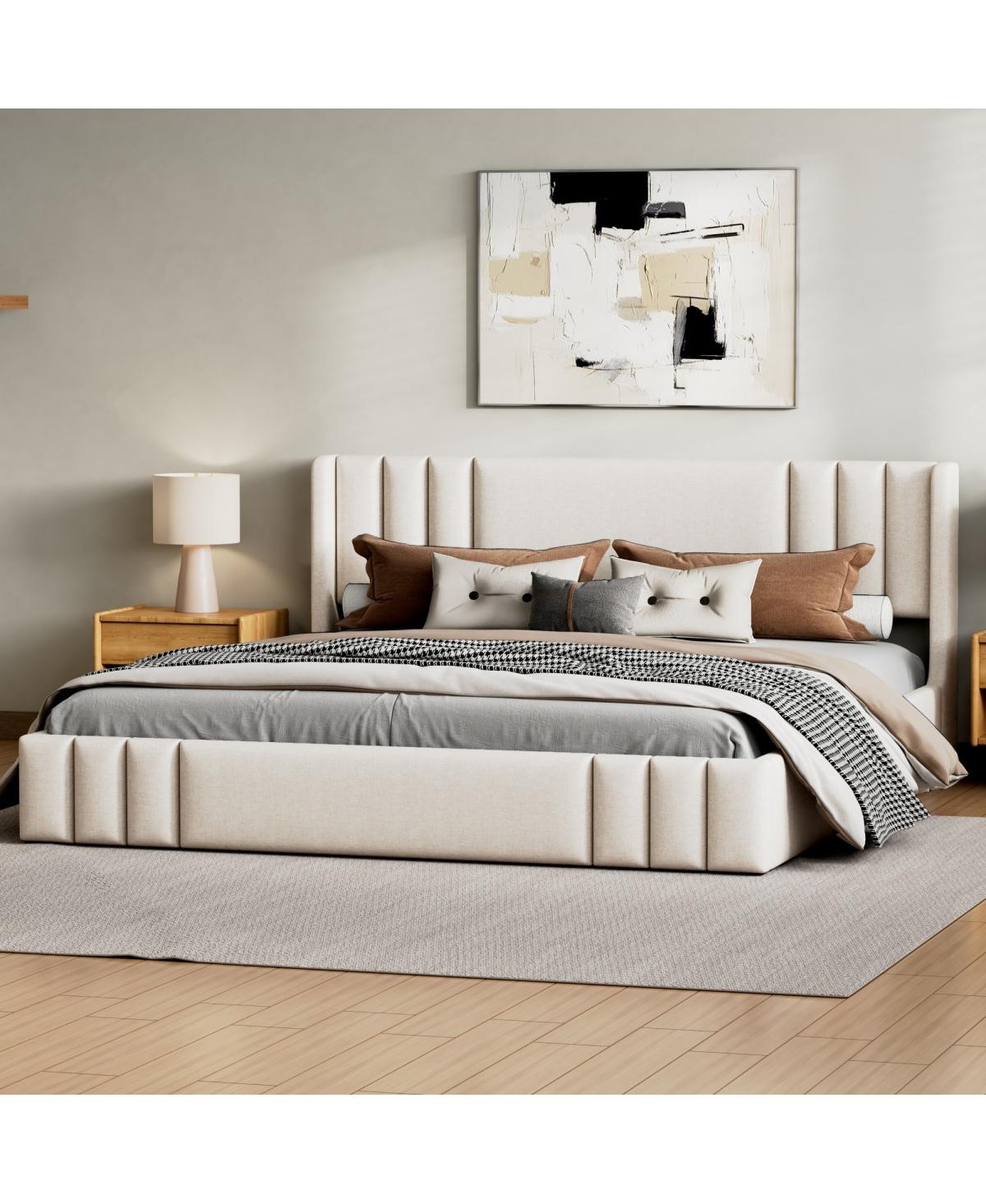 Streamdale Furniture Queen Size Upholstered Platform Bed Frame