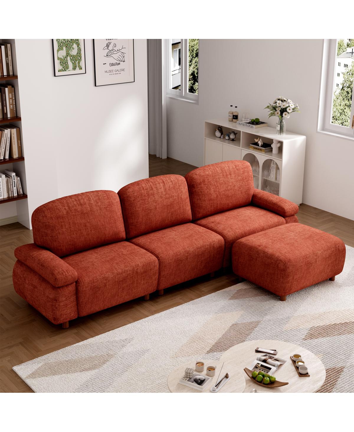 Streamdale Furniture 111" Modern Chenille Modular L-Shaped Sectional Sofa with Ottoman