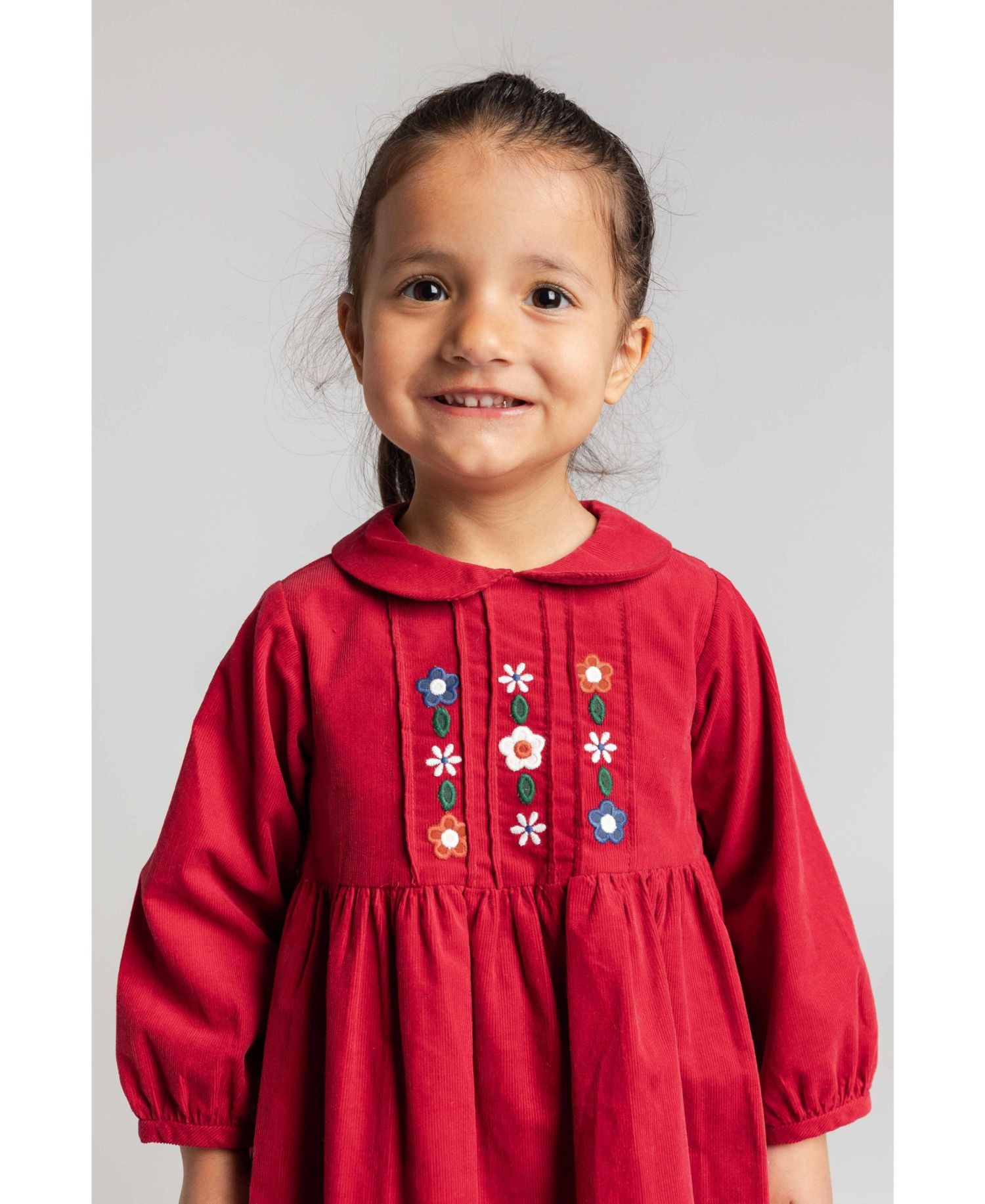 Girls' 4-16 Corduroy Floral Peter-Pan-Collar Dress