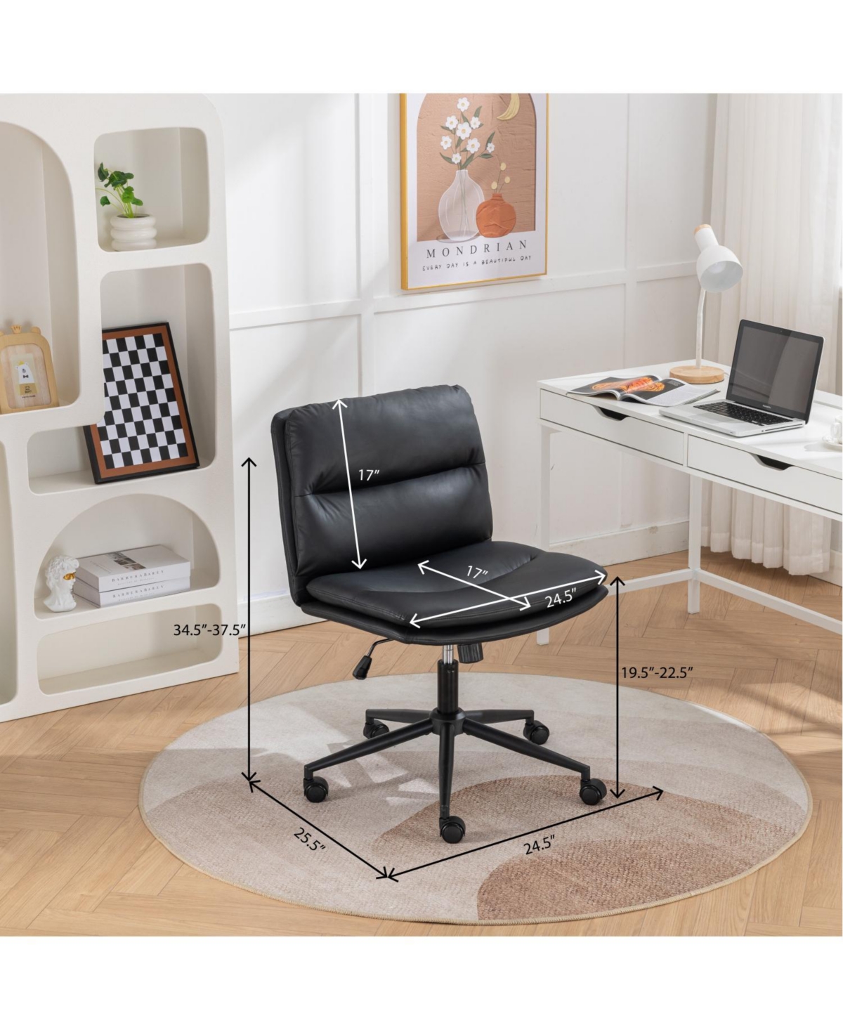 Rainsken Pu Leather Swivel Criss-Cross Chair, with Height Adjustable and Swivel, for Home Office, Apartment, Criss Cross Chair