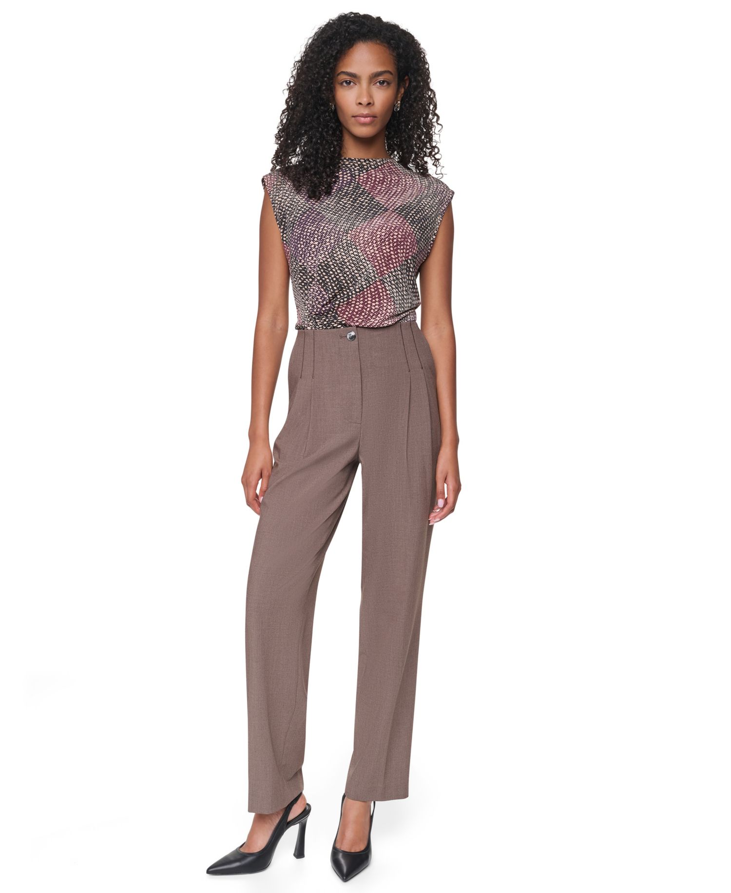 Women's Pleated Straight-Leg High-Waisted Trousers