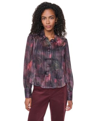 Women's Puff-Sleeve Button-Front Blouse