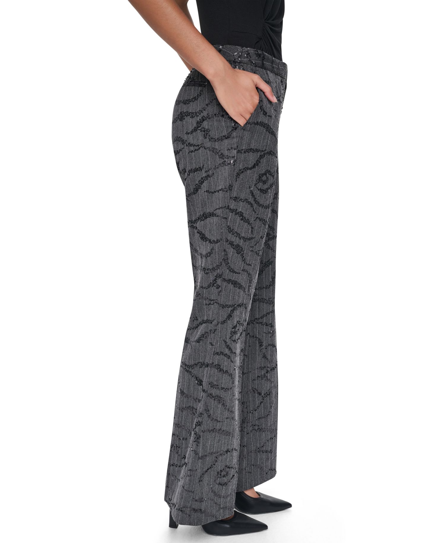 Women's Sequin Herringbone Wide-Leg Trousers