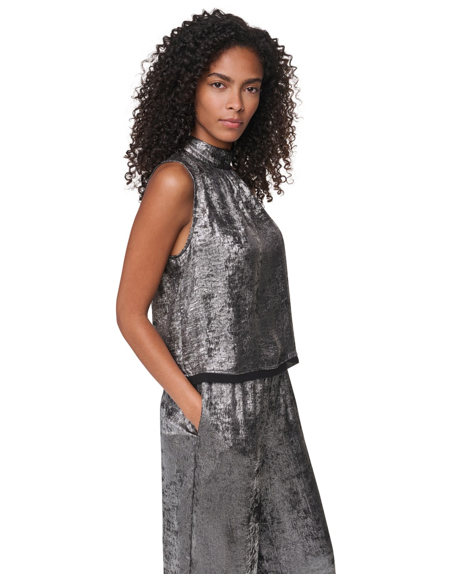 Women's Empire State Steel Mock Mock Neck Swing Cocktail Blouse