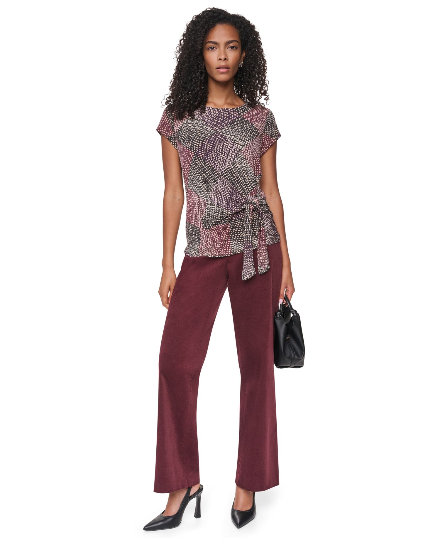 Women's Tie-Front Print Blouse