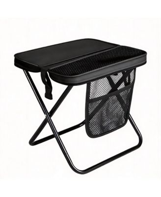 Foldable Stool Portable Seat Storage Pockets Outdoor Camping Fishing