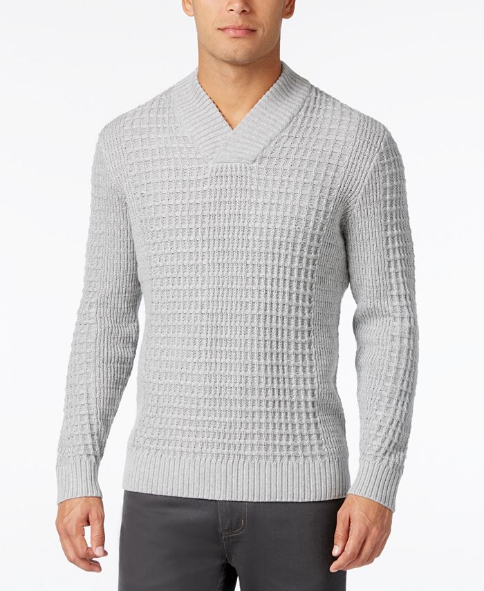 Alfani Men's Textured Shawl-Collar Sweater, Created for Macy's - Macy's