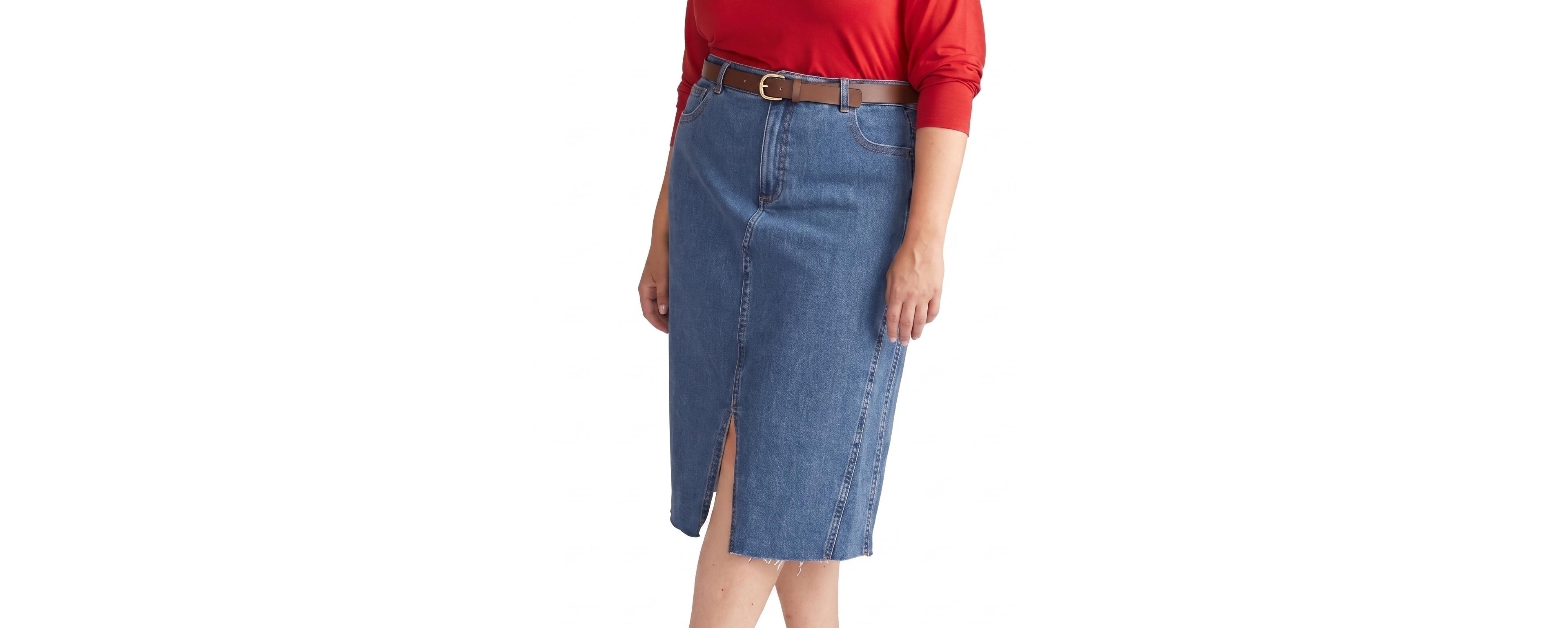 Universal Standard Plus Dakota High-Waisted Midi Denim Skirt