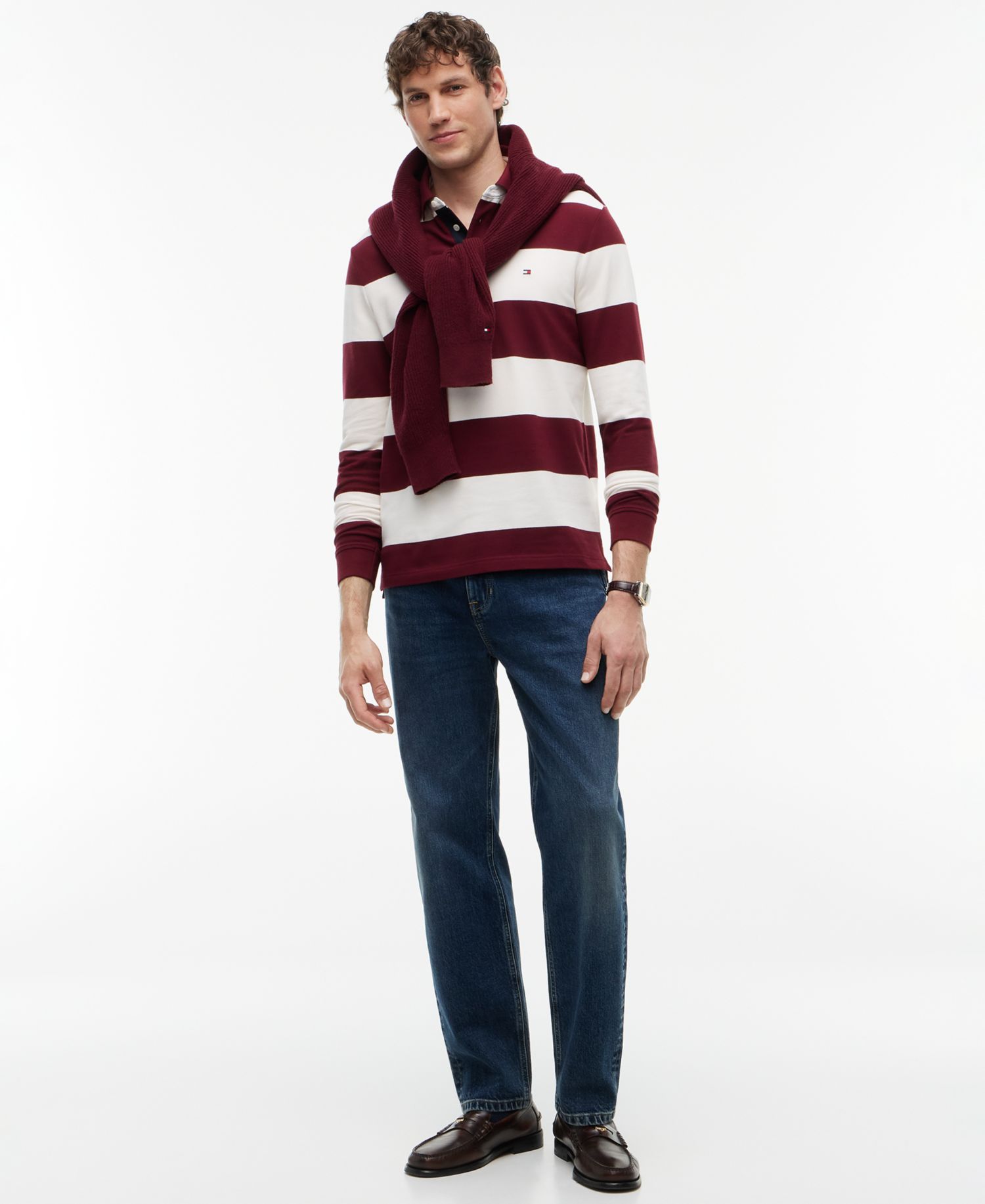 Men's Striped Classic Rugby Polo Shirt