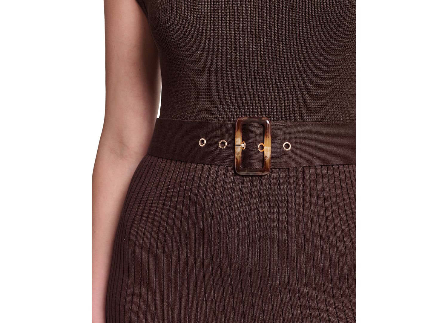 Petite Belted Midi Ribbed Dress