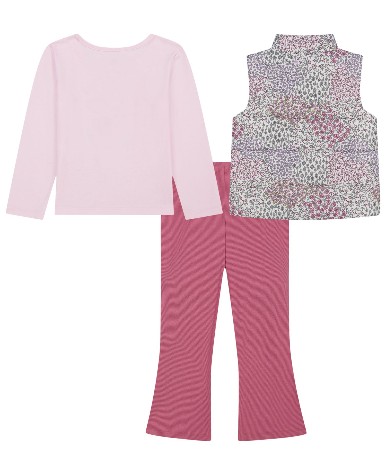 Toddler & Girls' 4-6x Flare-Leg Long-Sleeve Puff-Glitter Vest, T-Shirt and Leggings, 3-Piece Set