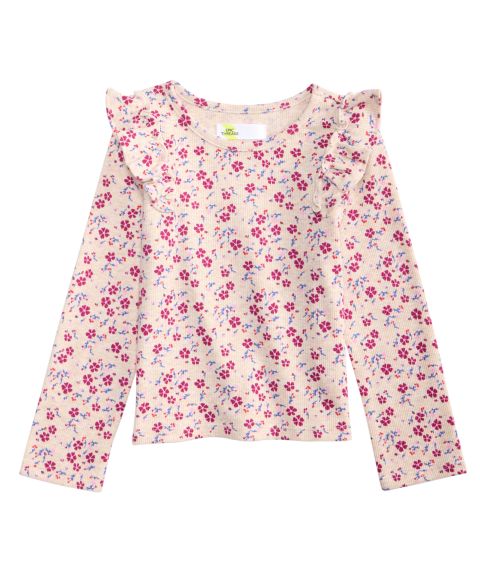 Рубашка Epic Threads Floral-Print Long-Sleeve Ruffled Cotton-Blend Shirt для девочек-малышей, цвет: Розовый