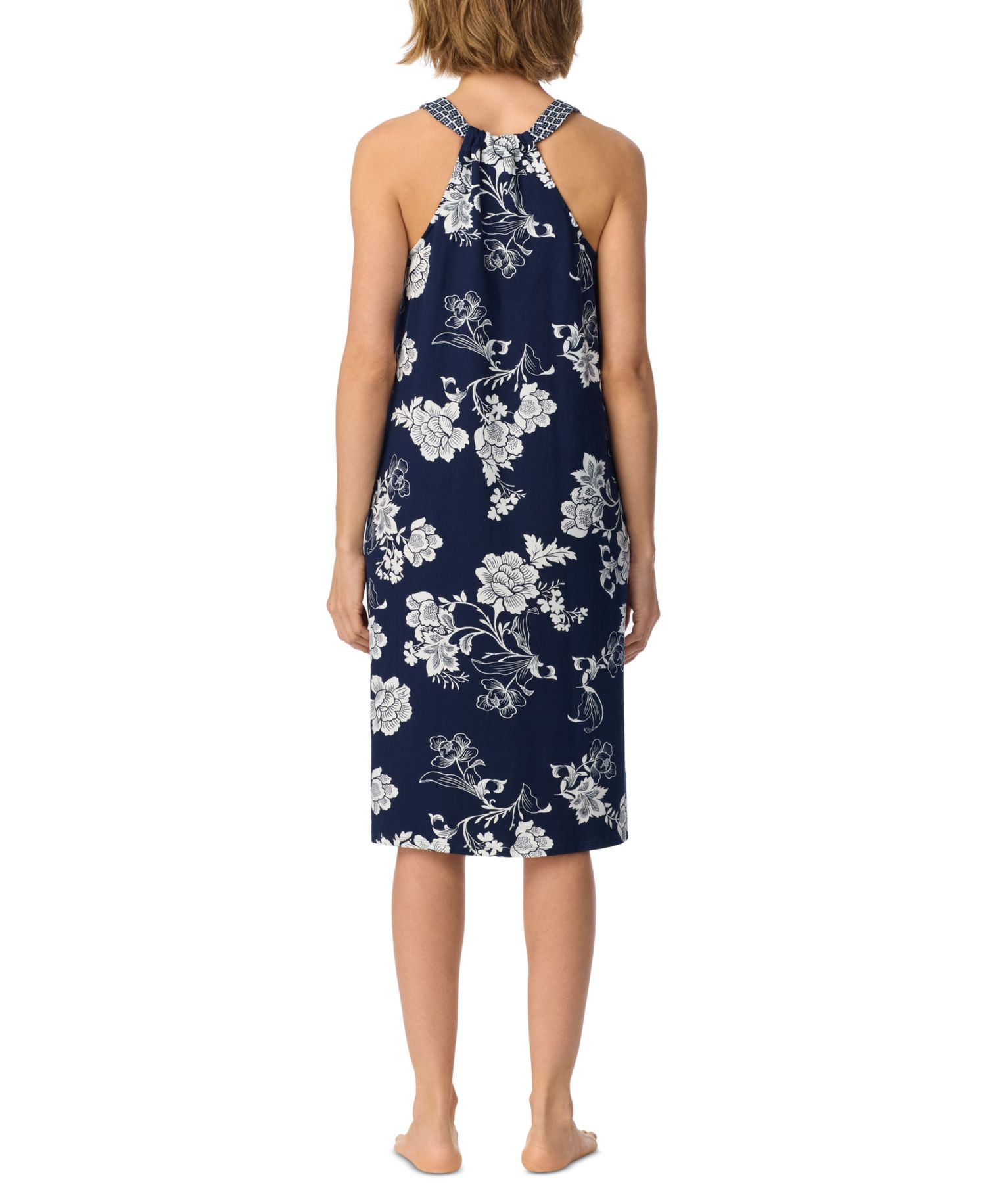 Women's V-Neck Sleeveless Side Seam Pockets Nightgown