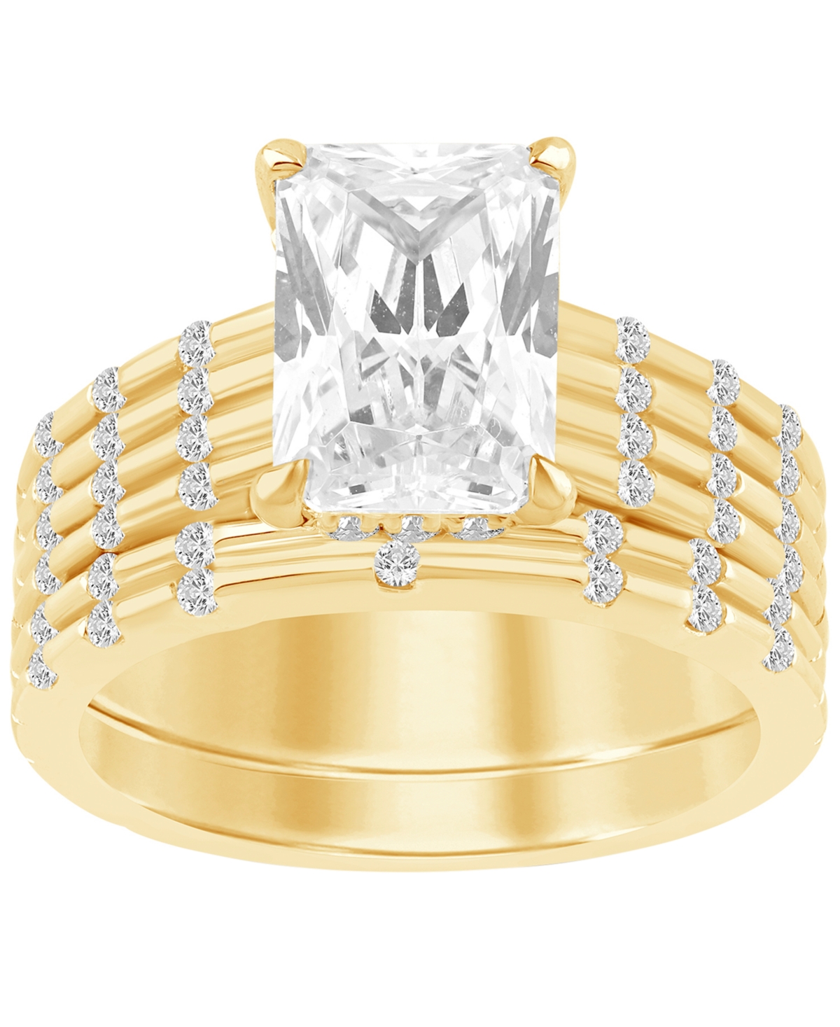 Macy's 2-Piece Certified Lab-Grown Diamond Bridal Ring Set (3-1/3 ct. t.w.) in 14k Yellow Gold