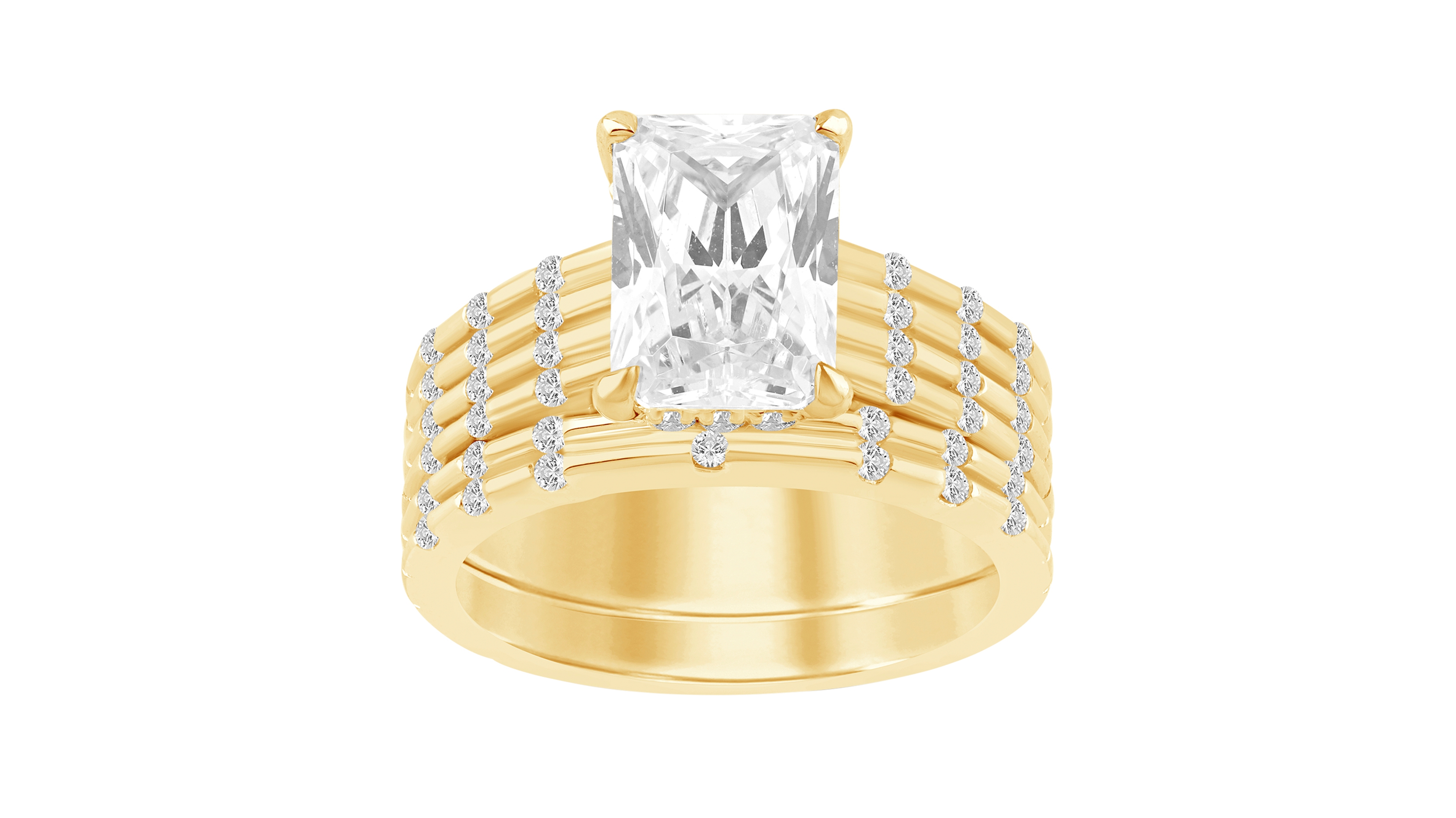 Macy's 2-Piece Certified Lab-Grown Diamond Bridal Ring Set (3-1/3 ct. t.w.) in 14k Yellow Gold
