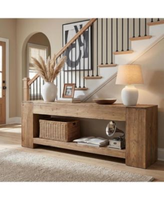 47" Solid Wood Console Table with 2-Tier Storage